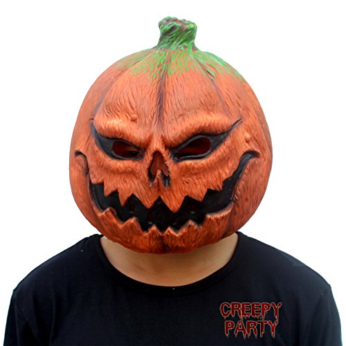 Creepy Deluxe Pumpkin Head Mask for Halloween