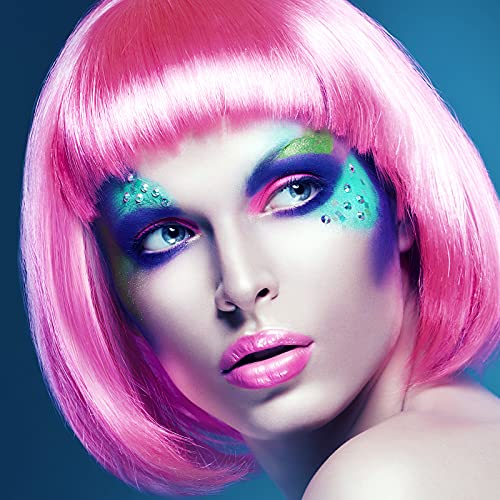 Pink Bob Wig & Sunglass Set for Halloween Parties