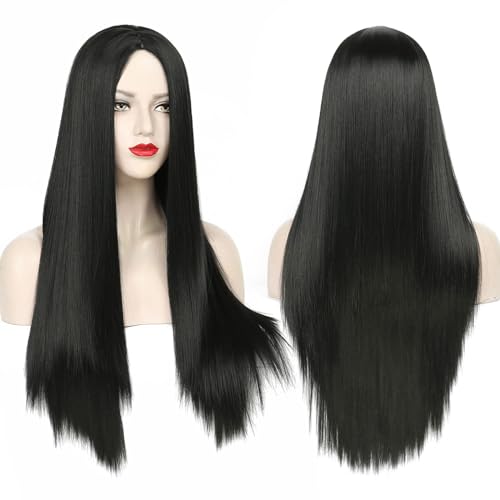 Black 28-Inch Straight Halloween Party Wig