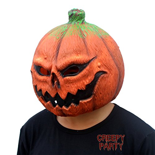 Creepy Deluxe Pumpkin Head Mask for Halloween