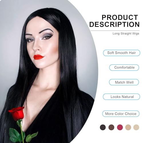 Black 28-Inch Straight Halloween Party Wig