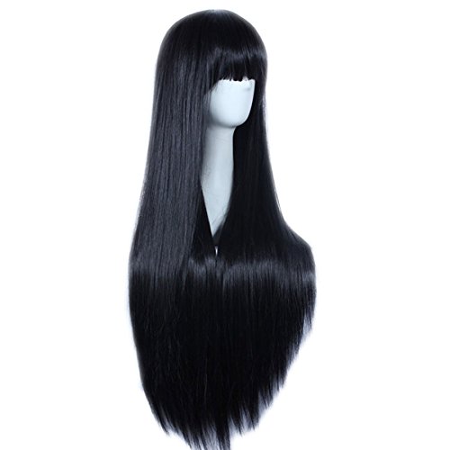 32" Black Anime Cosplay Wig for Women