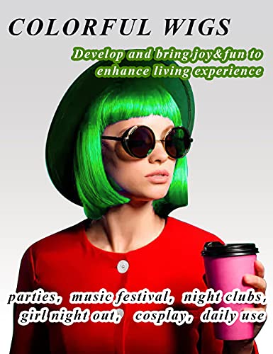 4 Pack Neon Wigs with Heart Sunglasses