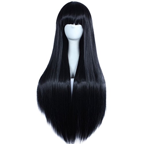 32" Black Anime Cosplay Wig for Women