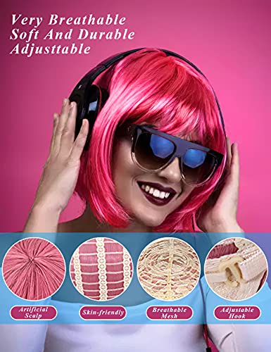 4 Pack Neon Wigs with Heart Sunglasses