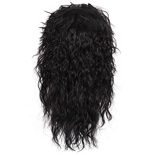 80s Long Curly Black Rocker Wig for Men