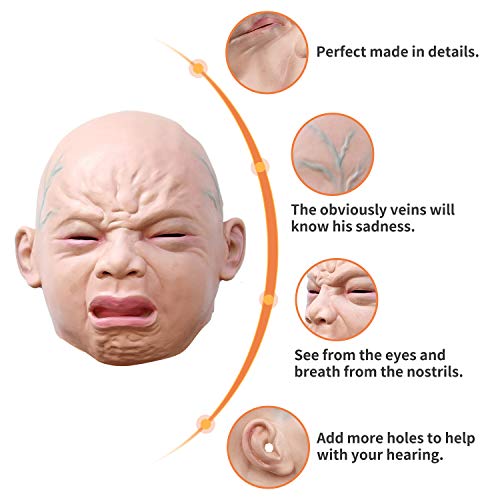 Creepy Realistic Crying Baby Mask for Halloween
