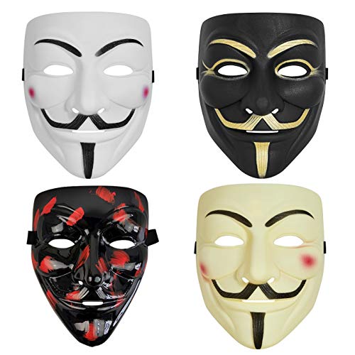 4 Pack V for Vendetta Masks for Halloween