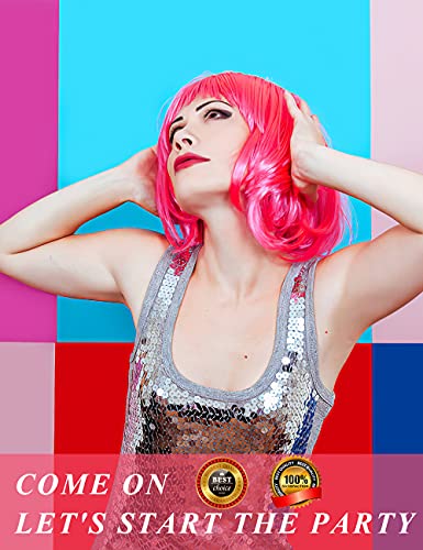 4 Pack Neon Wigs with Heart Sunglasses