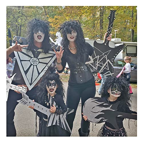 80s Long Curly Black Rocker Wig for Men