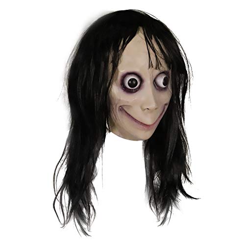Creepy Devil Mask with Long Hair for Halloween
