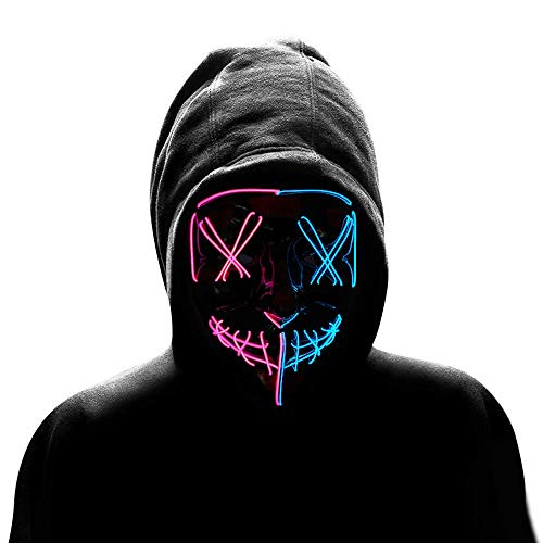 Light-Up LED Purge Mask for Halloween (Pink/Blue)