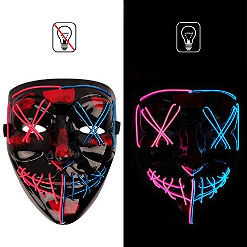 Light-Up LED Purge Mask for Halloween (Pink/Blue)