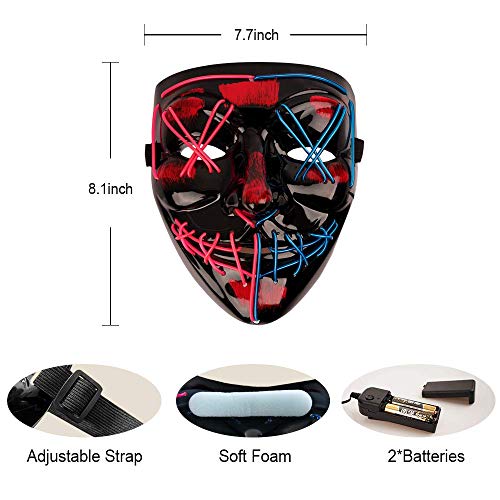 Light-Up LED Purge Mask for Halloween (Pink/Blue)