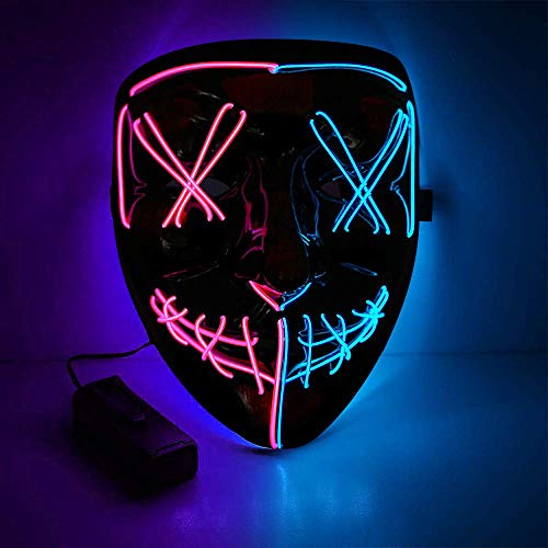 Light-Up LED Purge Mask for Halloween (Pink/Blue)