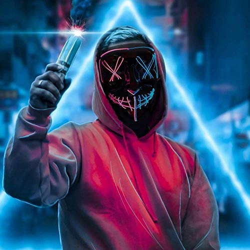 Light-Up LED Purge Mask for Halloween (Pink/Blue)