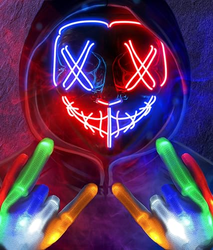 Light Up Skeleton Mask and Gloves Set