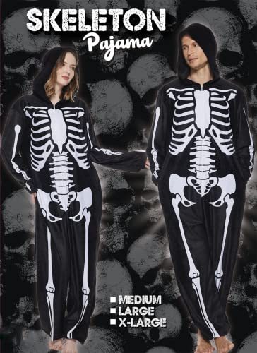 Couple Skeleton Pajamas Hoodie Halloween Costume Jumpsuits