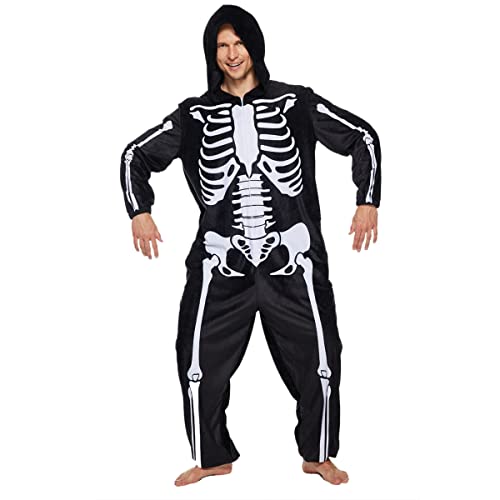 Couple Skeleton Pajamas Hoodie Halloween Costume Jumpsuits