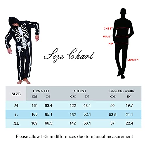 Couple Skeleton Pajamas Hoodie Halloween Costume Jumpsuits