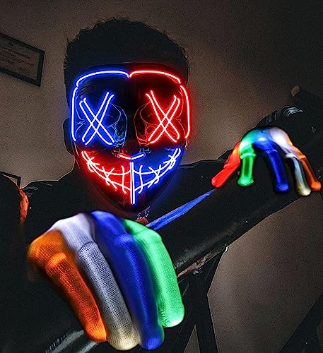 Light Up Skeleton Mask and Gloves Set