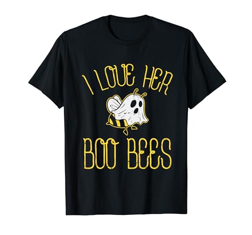 I Love Her Boo Bees Couples Halloween T-Shirt
