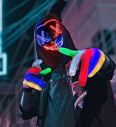 Light Up Skeleton Mask and Gloves Set