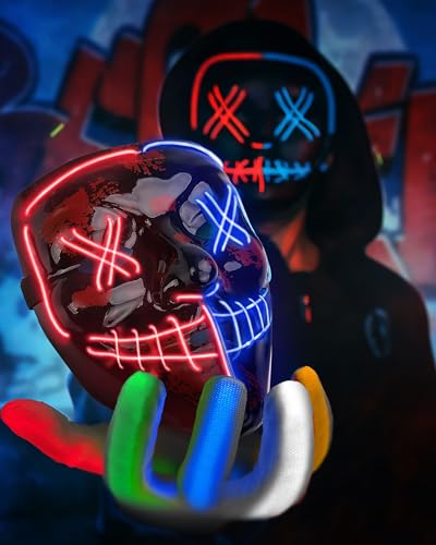LED Skeleton Mask & Gloves Set for Halloween