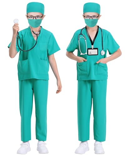 Kids Doctor Scrubs Halloween Costume Set, 7 Pieces