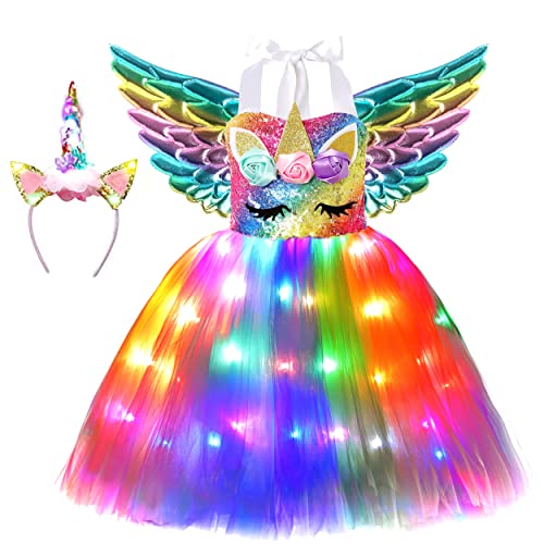 LED Unicorn Princess Costume for Kids Halloween