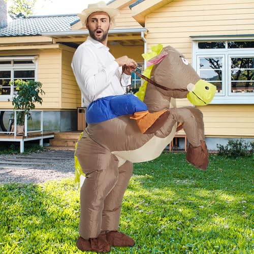 Inflatable Cowboy and Horse Costume for Adults