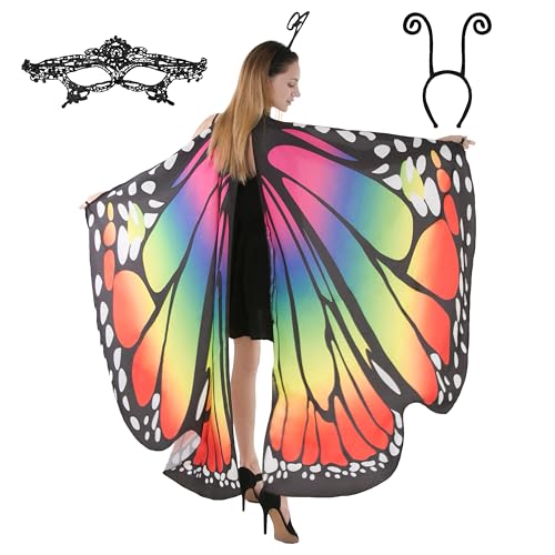 Rainbow Butterfly Costume with Mask and Antenna Headband