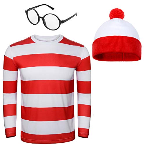 Men's Red and White Striped Halloween Costume Set