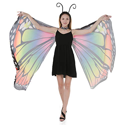 Rainbow Butterfly Costume Set with Lace Mask & Antennas