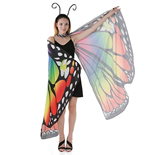 Rainbow Butterfly Costume Set with Lace Mask & Antennas