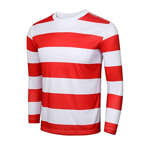 Men's Red and White Striped Halloween Costume Set