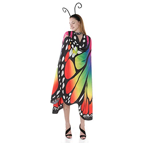Rainbow Butterfly Costume Set with Lace Mask & Antennas