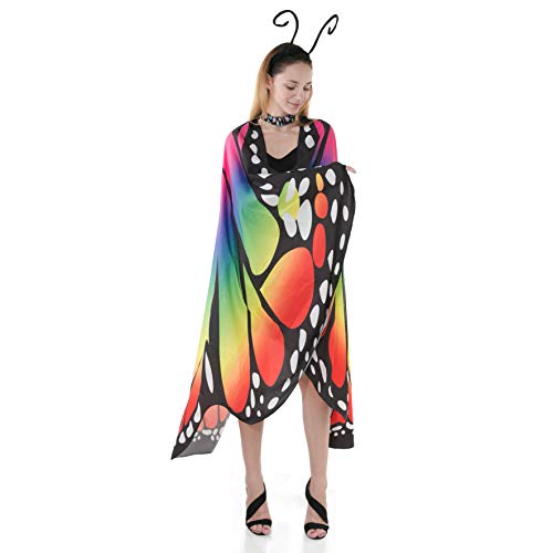 Rainbow Butterfly Costume Set with Lace Mask & Antennas