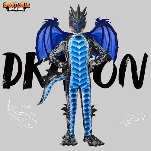 Boys Black and Blue Dragon Halloween Costume