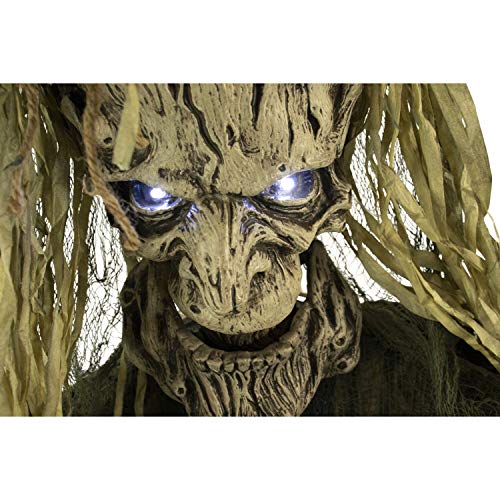 Haunted Hill Farm Life-Size Scary Talking Tree Man Halloween Animatronic with Touch Activated Lights and Sound, Battery Operated Indoor or Covered Outdoor Halloween Decorations, Creepy Fright Props
