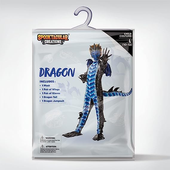 Boys Black and Blue Dragon Halloween Costume