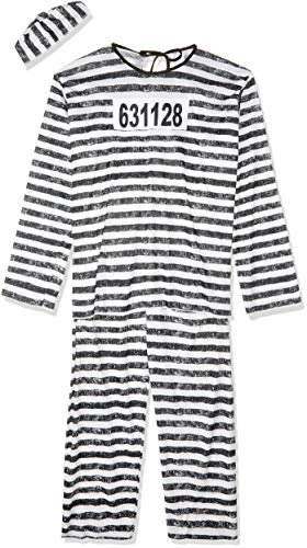 Mens Adult Jailbird Costume - White/Black Stripes