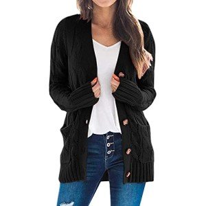 Chic Black Oversized Women's Cardigan for Halloween