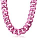 Chunky Pink Faux Chain Necklace for Halloween