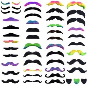48pcs Self-Adhesive Fake Mustaches for Halloween Fun