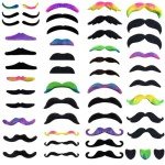 48pcs Self-Adhesive Fake Mustaches for Halloween Fun