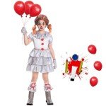 Girls' Scary Clown Costume with Makeup Kit