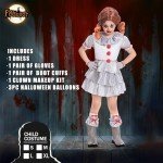 Girls' Scary Clown Costume with Makeup Kit