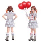 Girls' Scary Clown Costume with Makeup Kit