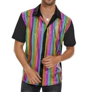 Men's 70s Disco Sequin Shirt for Halloween